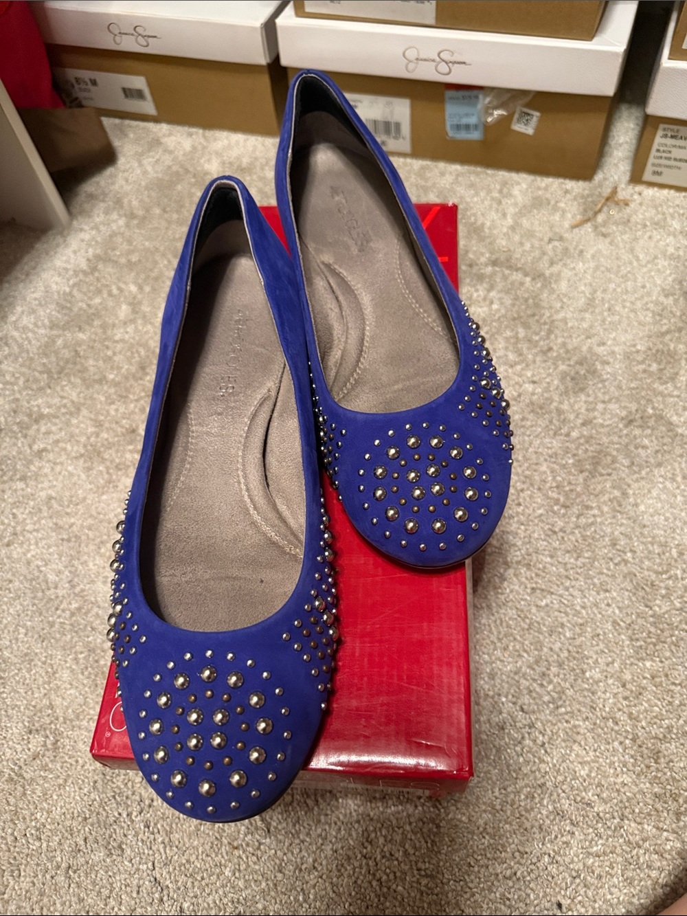 AEROSOLES Royal Blue Studded Ballet Flats